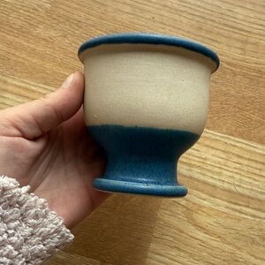 Vintage Bennington Pottery Blue and White Goblet